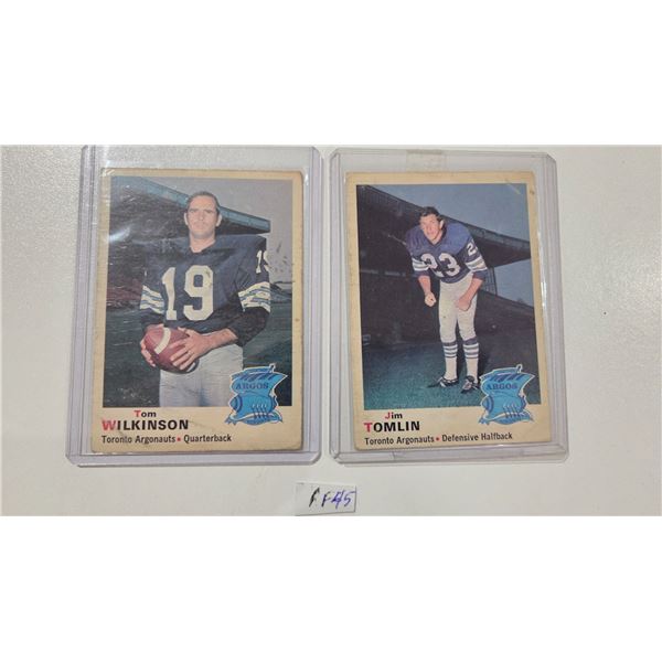 1970 OPC CFL Cards, Toronto #6 Tom Wilkinson, #9 Jim Tomlin