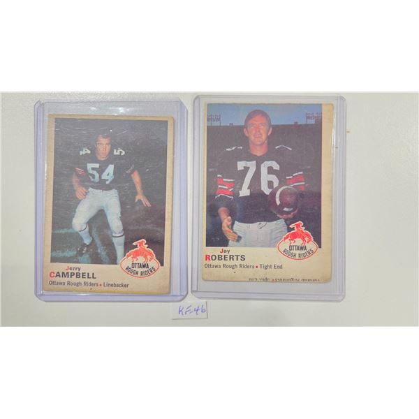 1970 OPC CFL Cards, Ottawa #43 Jay Roberts, #45 Jerry Campbell