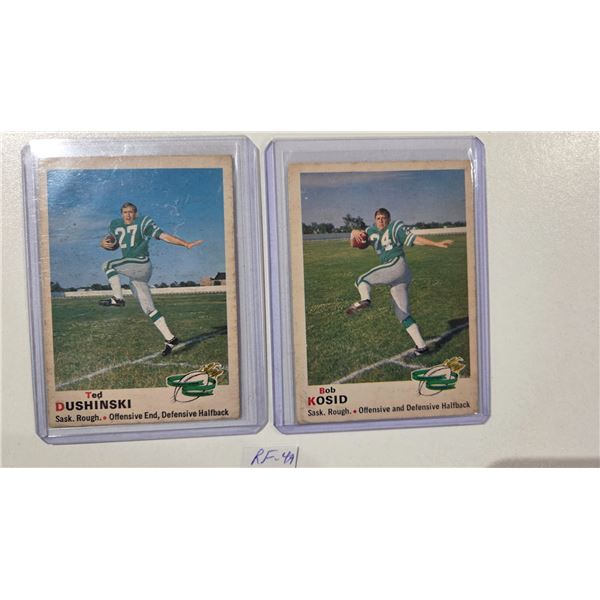 1970 OPC CFL Cards, Saskatchewan #77 Bob Kosid, #79 Ted Dushinski