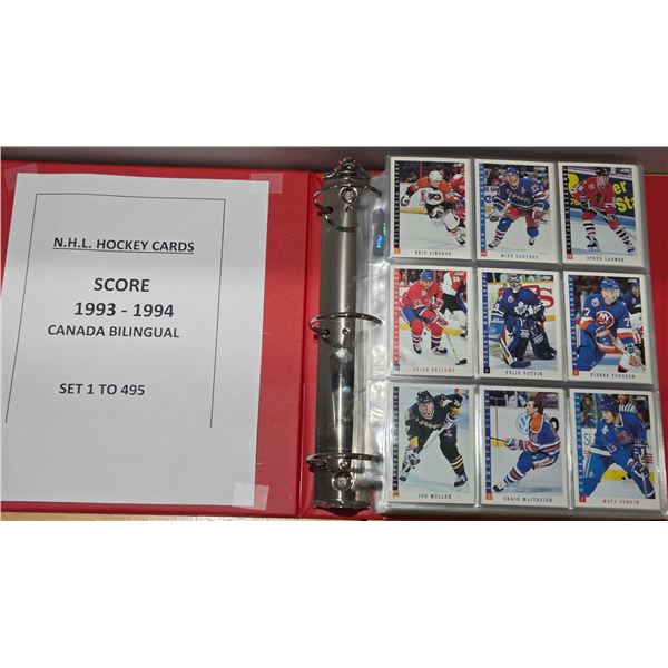 Binder 1993–94 NHL Score Canada Bilingual Set 1 to 495 in New Ultra Pro Sheets