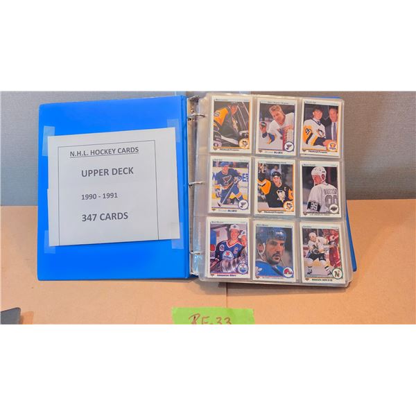 1990 to 1991 NHL Upper Deck Hockey Card Binder With 347 Cards