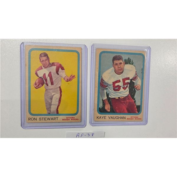 1963 Topps CFL Cards Ottawa #51 Ron Stewart #53 Kaye Vaughan