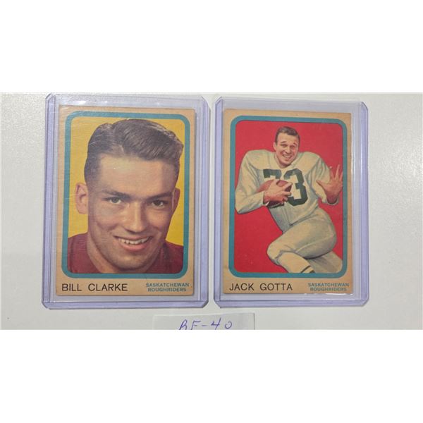 1963 Topps CFL Cards Saskatchewan #63 Jack Gotta #66 Bill Clarke
