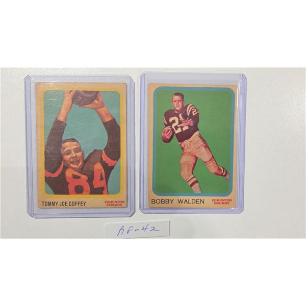 1963 Topps CFL Cards Edmonton #21 Tommy Joe Coffey #23 Bobby Waldner