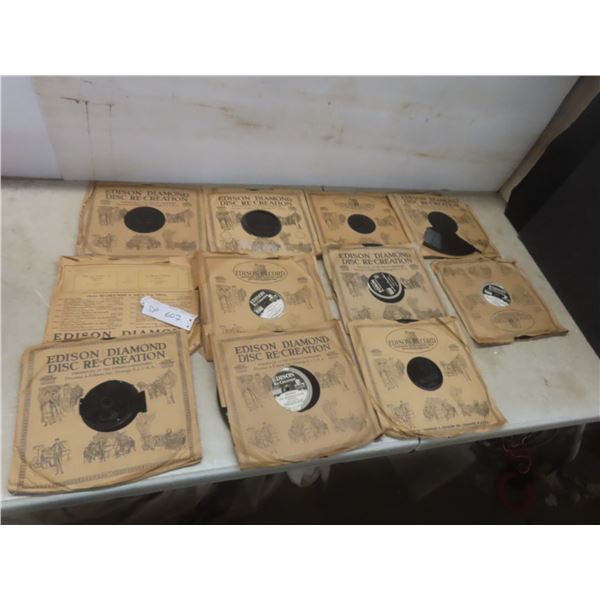 Eleven Edison Thick Diamond Disc Records, Very Good Condition