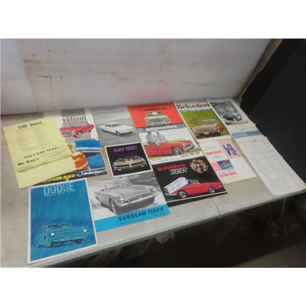 Eighteen Original Dealership Car Brochures and Price Lists