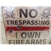 Image 10 : Three Metal Signs Including Game Bird Refuge ", Nut House ", and No Trespassing "