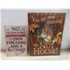 Image 6 : Three Metal Signs Including Game Bird Refuge ", Nut House ", and No Trespassing "