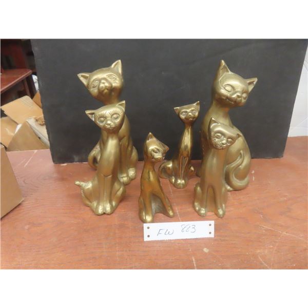 6 Brass Cats, Tallest 9"