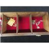 Image 11 : Homemade Wood Jewelry Case With Vintage Brooches, Necklaces, Watches & More 16" x 14 1/2" x 5 1/2"