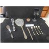 Image 1 : Silver Plated Vanity Mirror, Shoe Horn, Goblet by Murdon B Company, Italian Coffee Spoons & Vintage