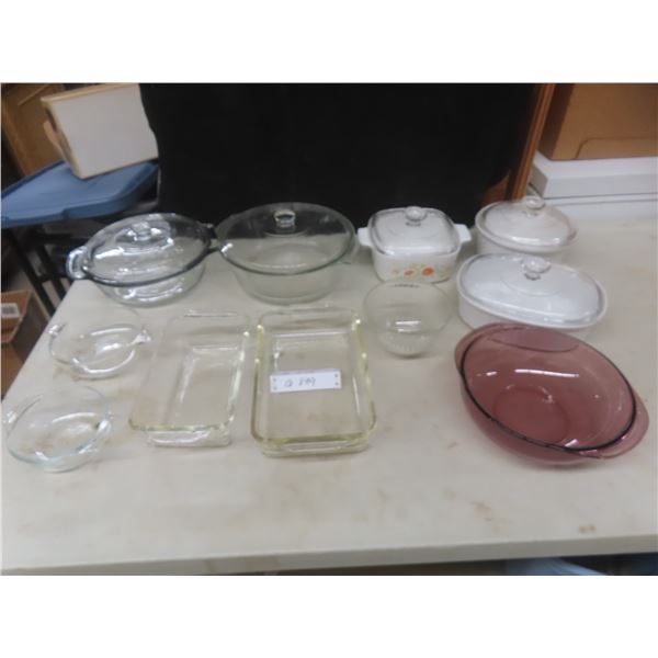 Casserole Dishes With Lids, Mixing Bowls: Fire King, Anchor, Pyrex, Corningware