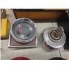 Image 10 : Automotive Lot: Vintage Hardware & Fuel Gauges, Side View Mirrors, Relay, Starter, Compass, Thermos