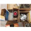 Image 15 : Automotive Lot: Vintage Hardware & Fuel Gauges, Side View Mirrors, Relay, Starter, Compass, Thermos