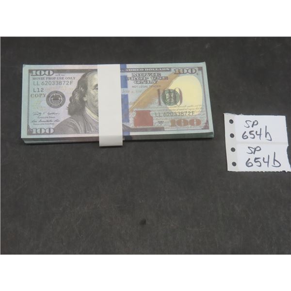 One Hundred US Movie Prop One Hundred Dollar Notes