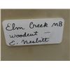 Image 2 : Elm Creek Manitoba Woodcut Picture by E. Nesbitt, 12 1/4" x 13 1/4"