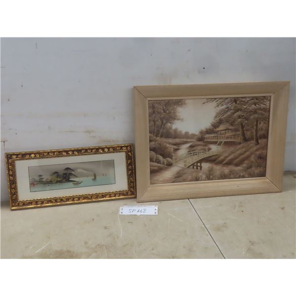 Two Framed Pictures, Largest 13" x 18"