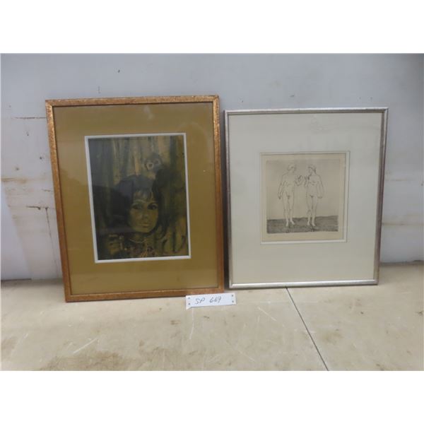 Two Framed Pictures, Largest 17" x 14"
