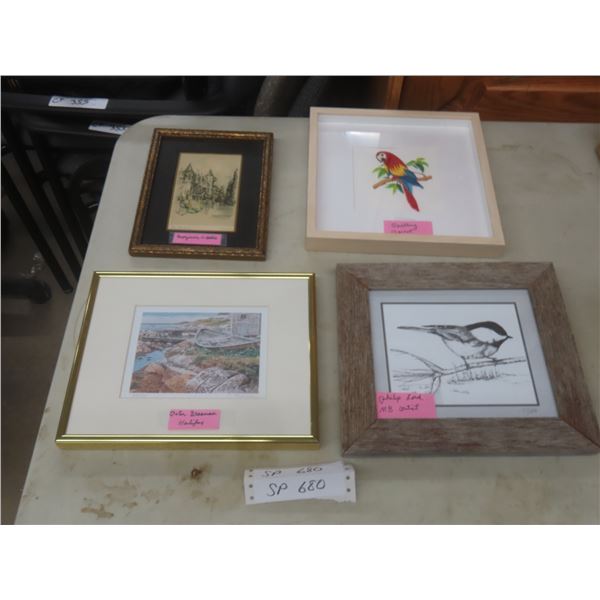 Four Framed Pictures by Marjorie C. Bates and Philip Lord, Manitoba Artist, Pete Bresmen, Numbered