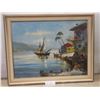 Image 1 : Oil on Canvas Seascape Signed Front and Back, 28" x 36"