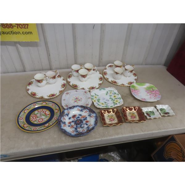 Royal Albert Country Rose: Three Large Cake Plates 13 1/2" Diameter, Eight Coffee Mugs, and Others