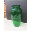 Image 8 : Victorian Opaline Glass Brass Egg 7", Hand-Blown Amber and Green Vaseline Jar, Two Candle Holders 9
