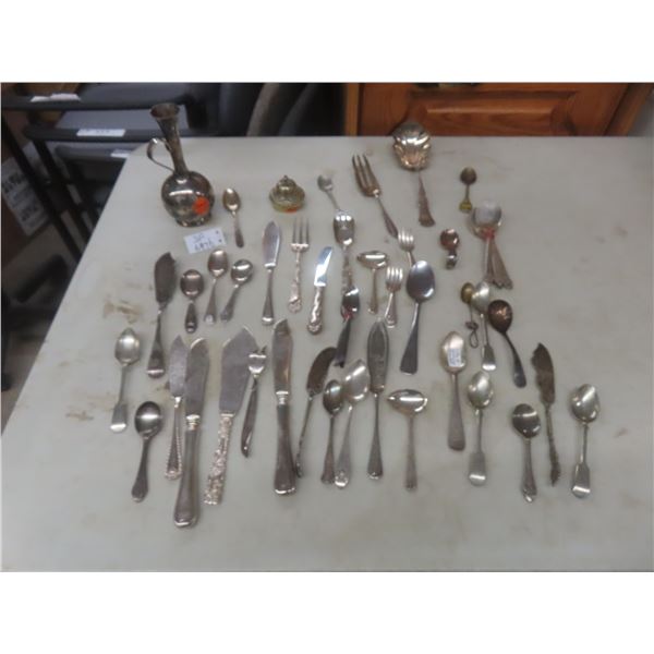 Silverware Including Silver-Plated, CPR Rail Souvenir Spoons, and More