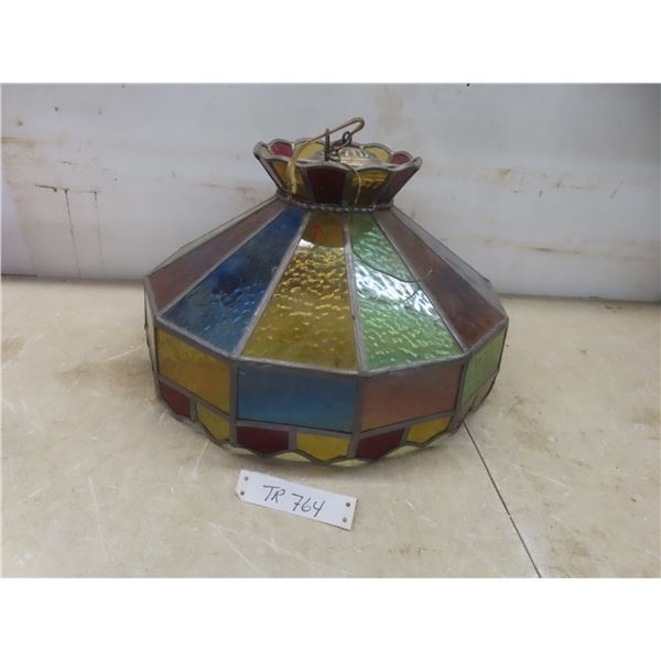 Tiffany-Style Stained Glass Hanging Light Fixture, 17" Diameter x 11"