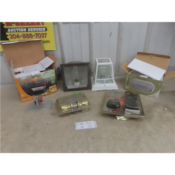 Exterior Light Fixtures, Privacy Passage Set, Block Heater Cord With Timer, and Wall-Mount Light Fi