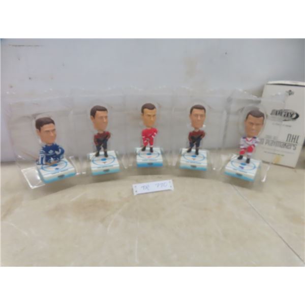 Five Playmakers 2001–2002 NHL Figures With Boxes Including Curtis Joseph, Ilya Kovalchuk, Steve Yze