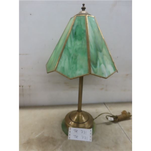 Brass and Tiffany-Style Table Lamp, 23" High