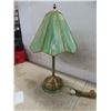 Image 6 : Brass and Tiffany-Style Table Lamp, 23" High