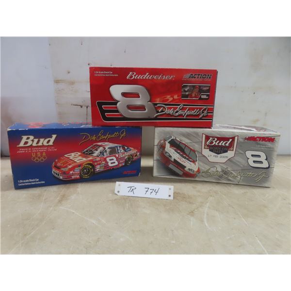 Three Action Die-Cast 1/24 Scale Stock Cars With Boxes Including Dale Earnhardt Jr.
