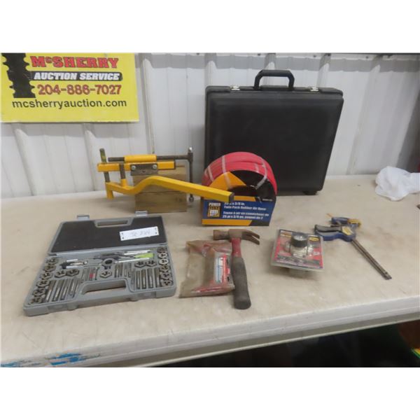 New 25-Foot 3/8" Twin Pack Air Hose, Tap and Die Set, Hex Key Set, Quick Clamps, Hammer, LED Head S