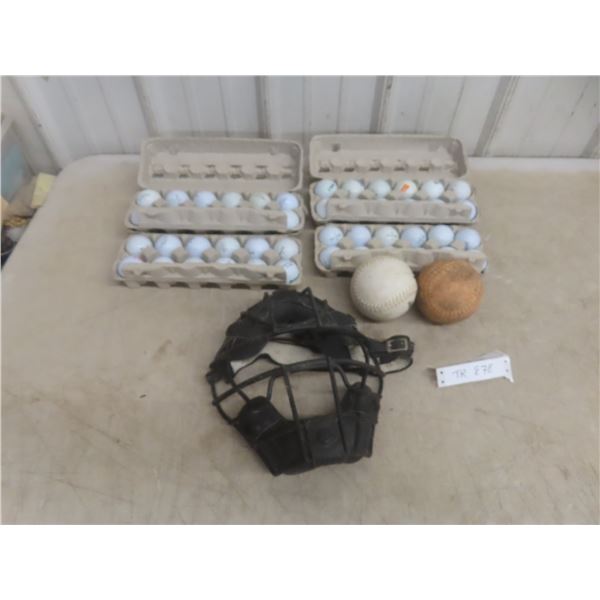 48 Golf Balls, Catchers Mask & 2 Soft Balls