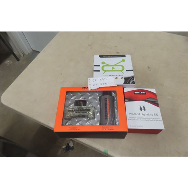 DS Media Play Box, Kirkland 6.0 Hearing Instruments, Hummer Cologne