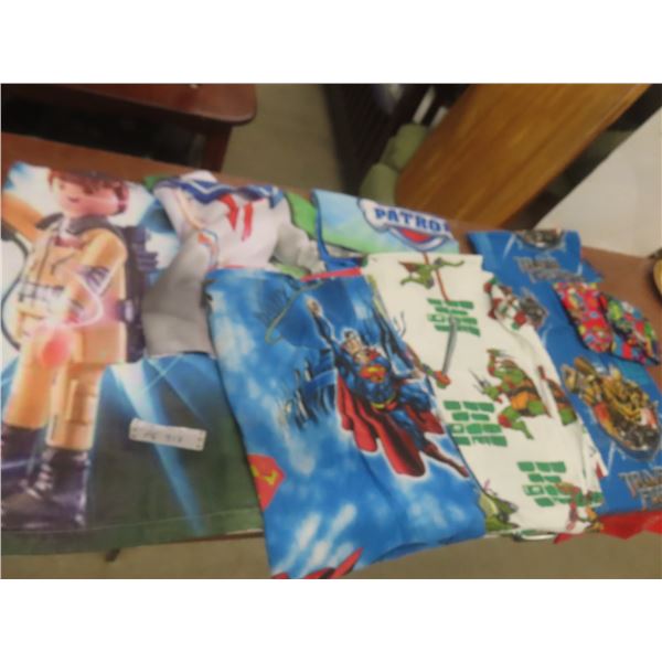 Large Lot of Children's Twin Flat Sheets/Pillowcases Shoe Bags Transformers Ghostbusters Paw Patrol