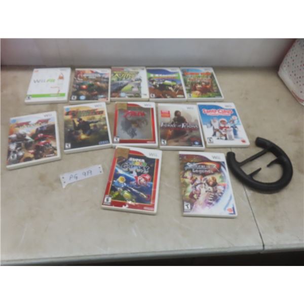 Twelve Nintendo Wii Games With Wii Fit Plus Thrustmaster UBI Soft Steering Wheel