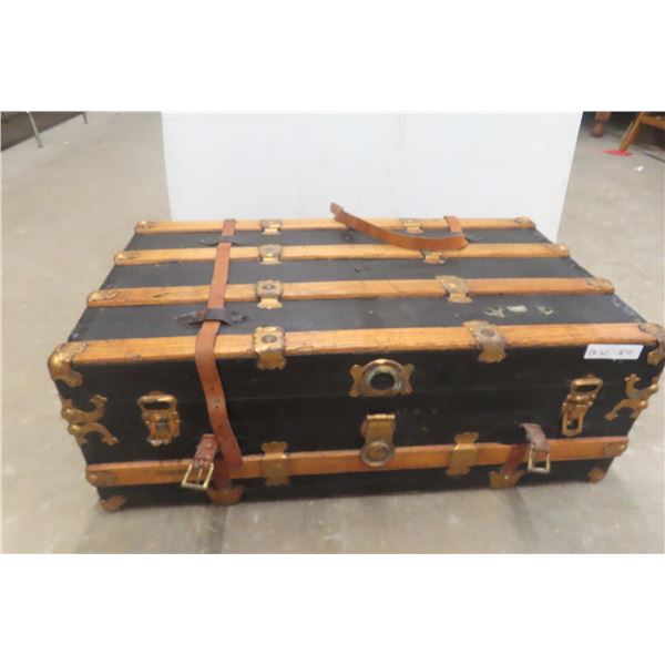 Antique Trunk With Tray, 13" x 36" x 21"