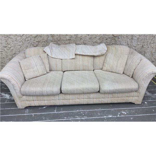3 Seater Sofa - 90" Long, 4 Throw Cushions and Arm Covers. 