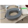 Image 6 : Red Bath Chair, Toilet Riser, and Safety Grab Bars