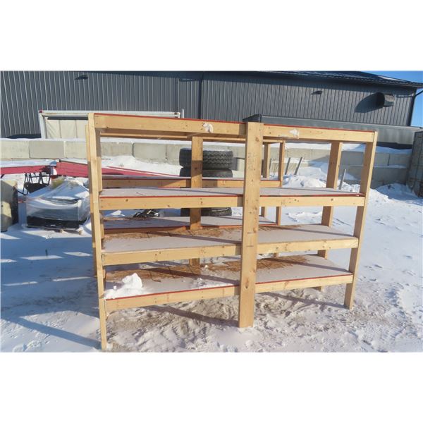 Two Well Built Wood Shelves 70" x 24" x 96"