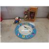 Image 1 : Vintage Ilco Mickey Mouse Musical Pull-String Crib Toy (Working), Marine Time Wall Clock, and The A