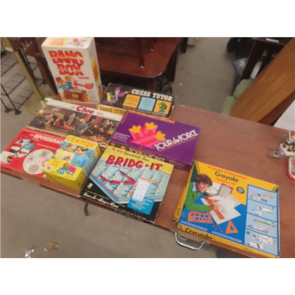 Eight Vintage Board Games Including Clue, Bang Box, Bid-It, and More