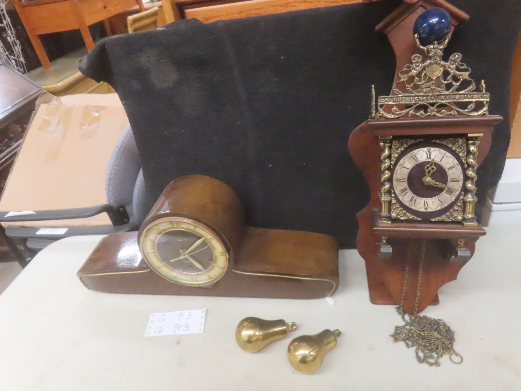 Dutch Zaanse Wall Clock With Atlas Holding Blue Globe and Mantel Clock ...