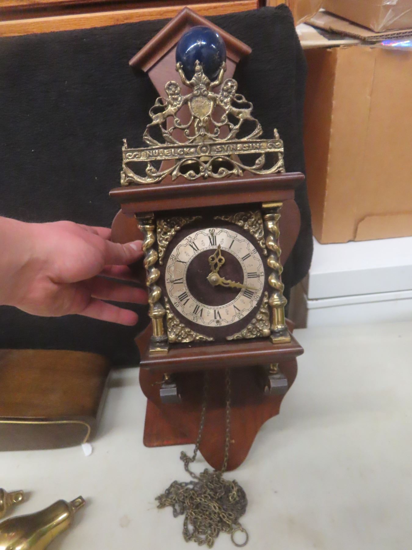 Dutch Zaanse Wall Clock With Atlas Holding Blue Globe and Mantel Clock ...