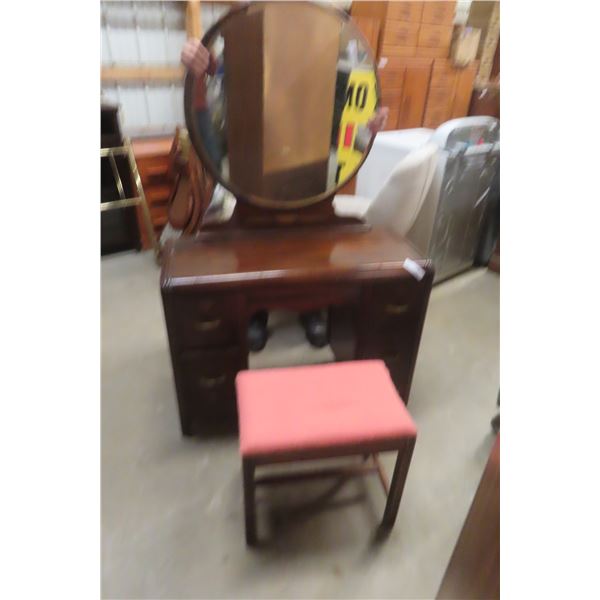 Vanity Dresser 60 1/2" x 17" x 39" w/ Stool