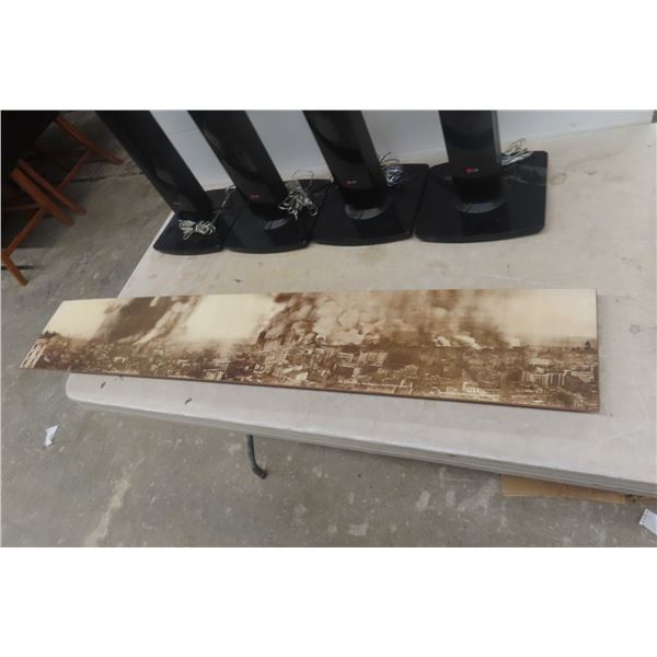 Picture Burning City San Francisco, 1906, 9" x 50 1/2", Framed