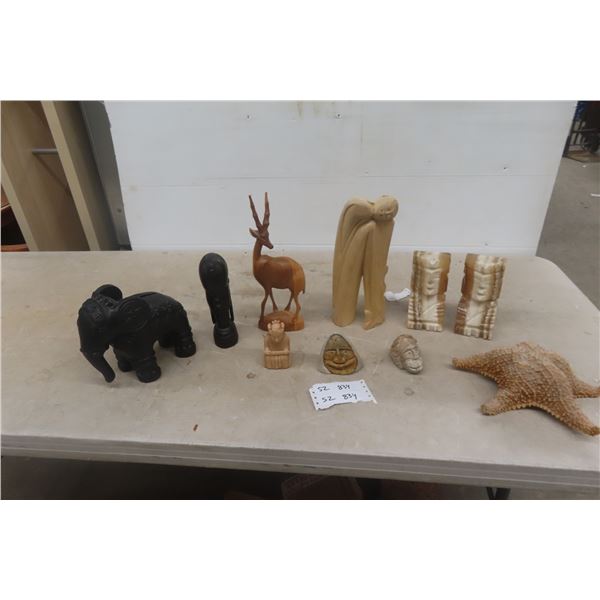 Alabaster Book Ends, Stone/Wood Carvings, Start Fish