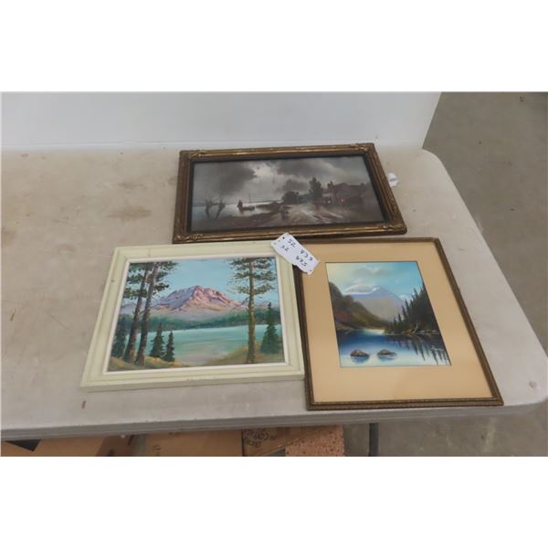 Three Framed Watercolour Paintings, Largest 12" x 20"